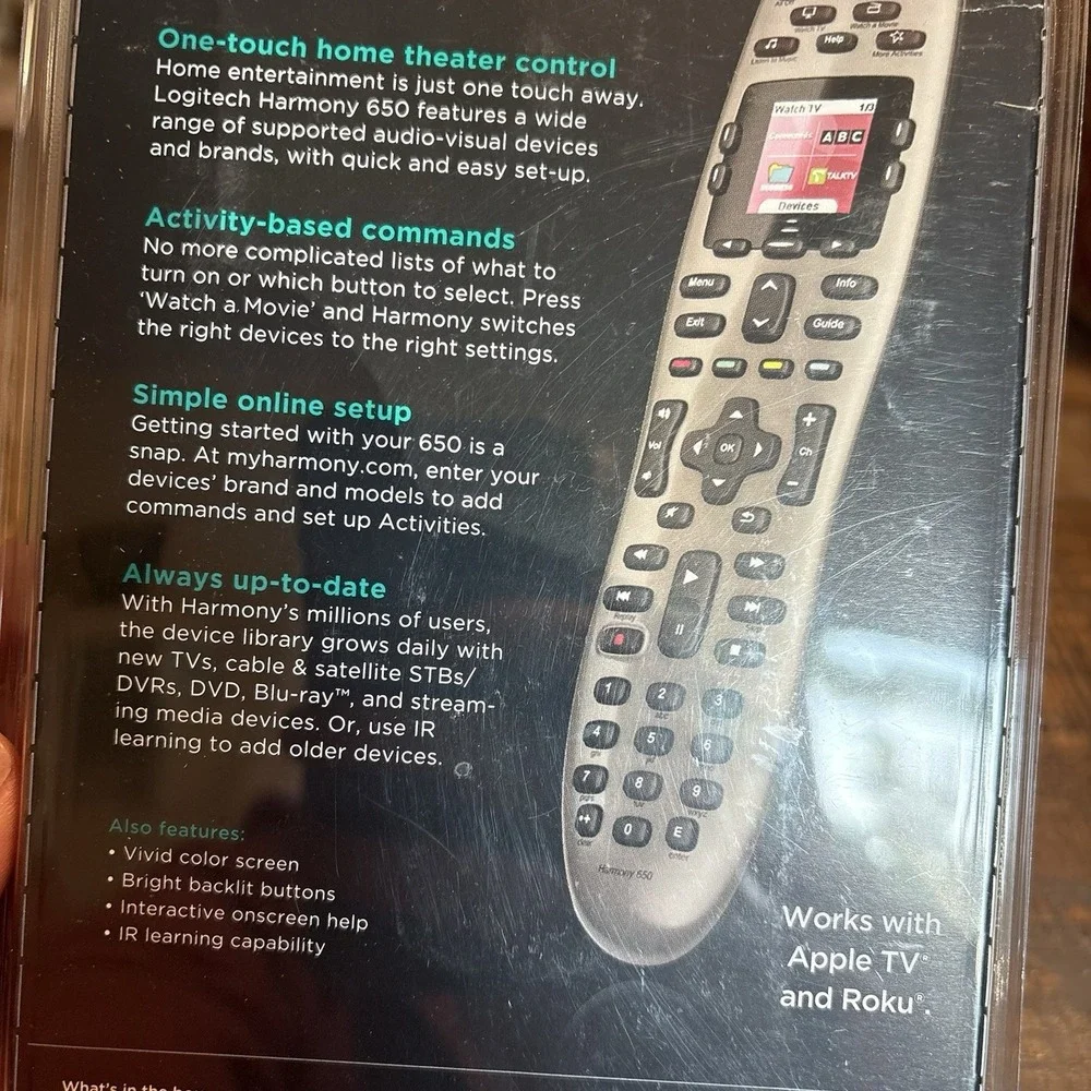 New sealed Logitech 915-000159 Harmony 650 Universal Color Screen Remote Silver